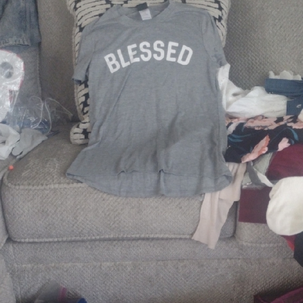 Gray Blessed Short Sleeve Tee